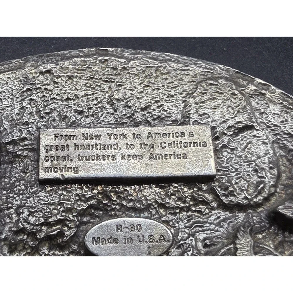 Vtg Siskiyou Belt Buckle R-80 Truck Drivers Across America Liberty Golden Gate*